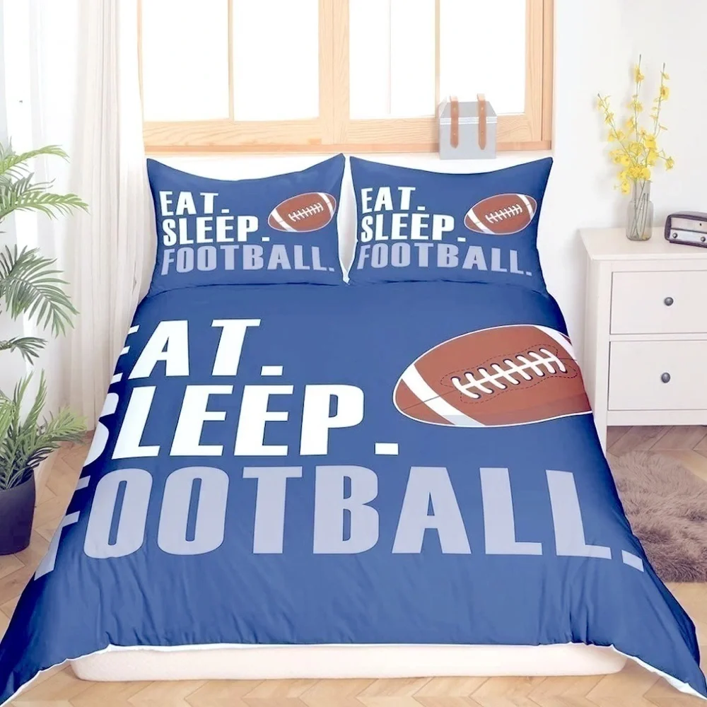 Football duvet cover  and shams set size  NWT lightweight king size reversible